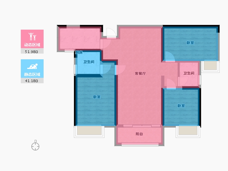 湖南省-湘潭市-锦绣世家西苑-82.38-户型库-动静分区