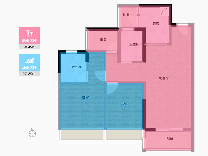 广东省-佛山市-华远·海蓝城-68.50-户型库-动静分区