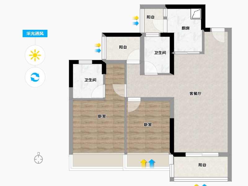 广东省-佛山市-华远·海蓝城-68.50-户型库-采光通风