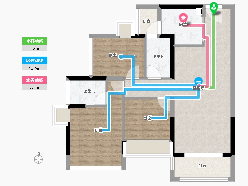 广东省-佛山市-龙光玖龙湖-76.70-户型库-动静线