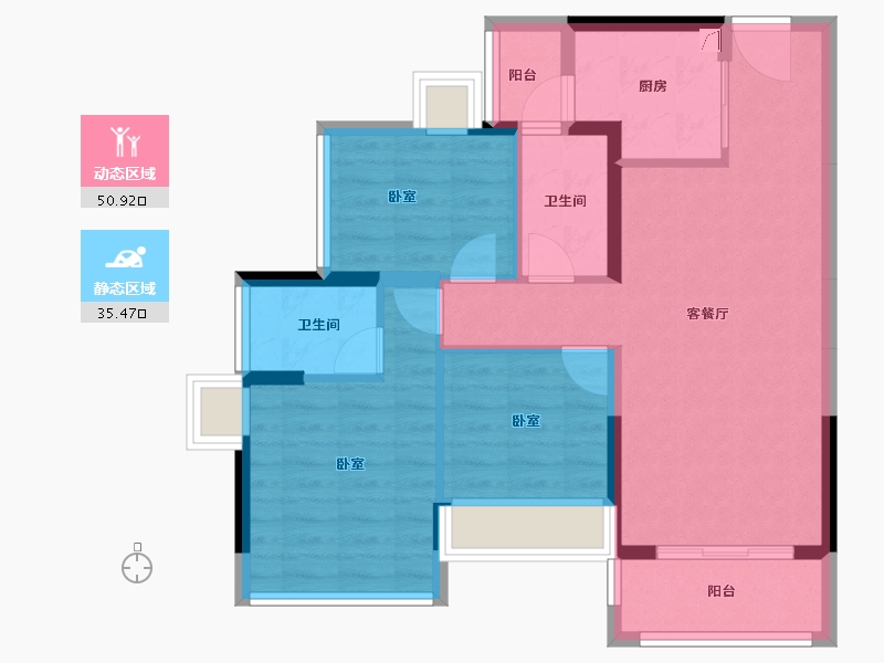 广东省-佛山市-龙光玖龙湖-76.70-户型库-动静分区