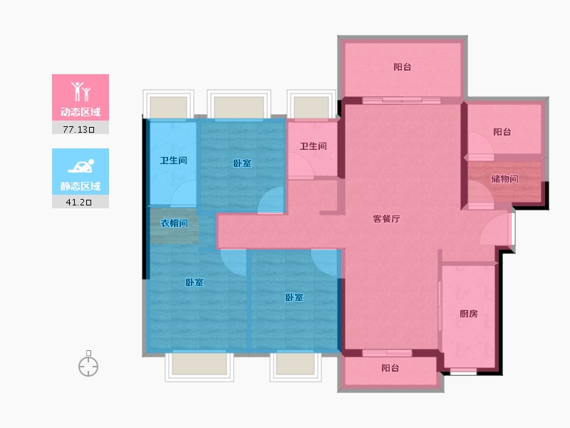 广东省-湛江市-卓越·维港-106.00-户型库-动静分区