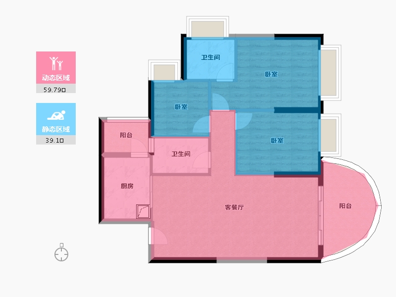 广东省-惠州市-隆生东湖9区-89.99-户型库-动静分区