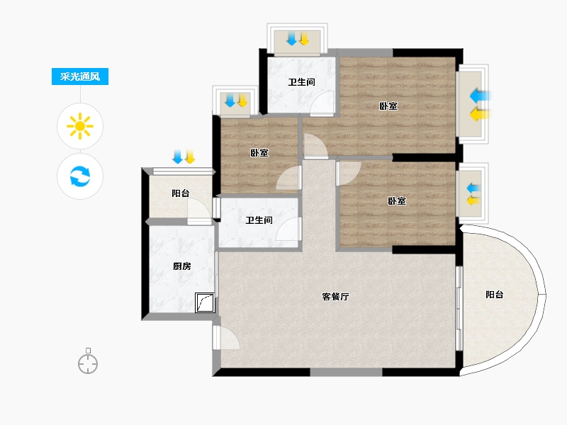 广东省-惠州市-隆生东湖9区-89.99-户型库-采光通风