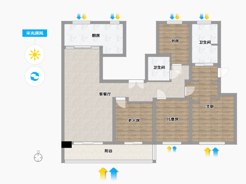 浙江省-宁波市-上湖城章一期-117.99-户型库-采光通风