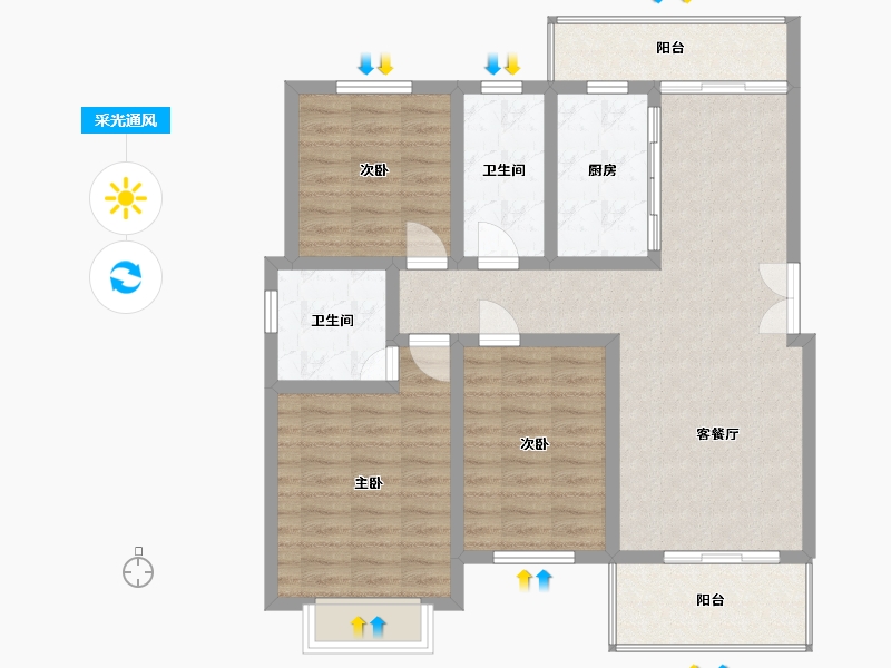 安徽省-蚌埠市-通成紫都顺苑-96.15-户型库-采光通风