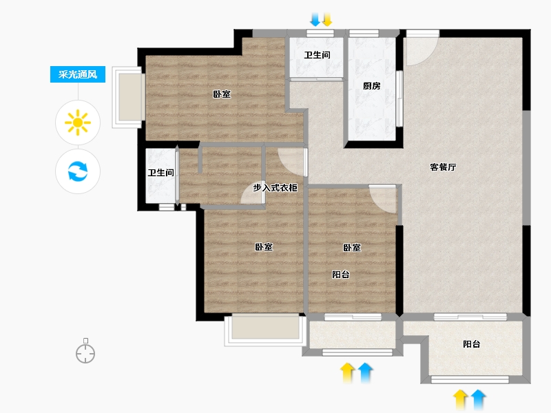 湖北省-黄石市-金典锦寓-108.30-户型库-采光通风