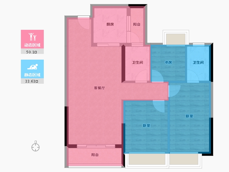 广东省-珠海市-中海·左岸岚庭-74.89-户型库-动静分区