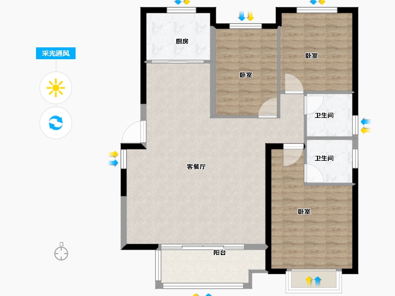 湖南省-长沙市-龙湖·春江郦城-104.00-户型库-采光通风