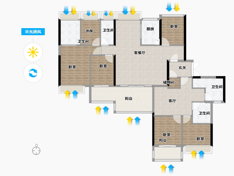 广东省-广州市-灵山岛金茂湾-202.01-户型库-采光通风