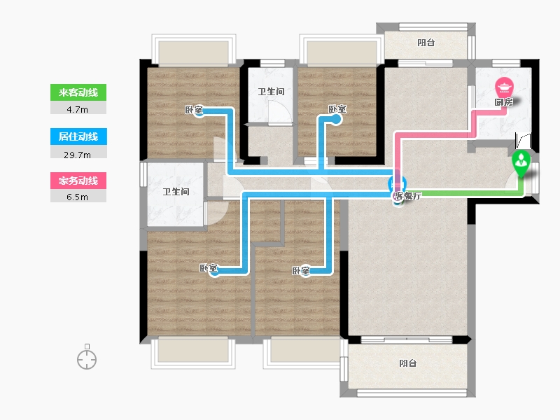 湖北省-武汉市-蓝光雍锦天府-106.11-户型库-动静线