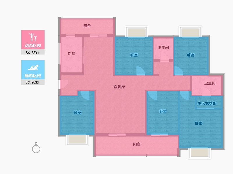 湖南省-株洲市-亿都澜庭-126.54-户型库-动静分区