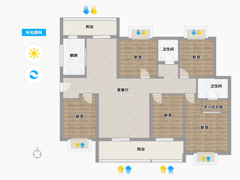 湖南省-株洲市-亿都澜庭-126.54-户型库-采光通风