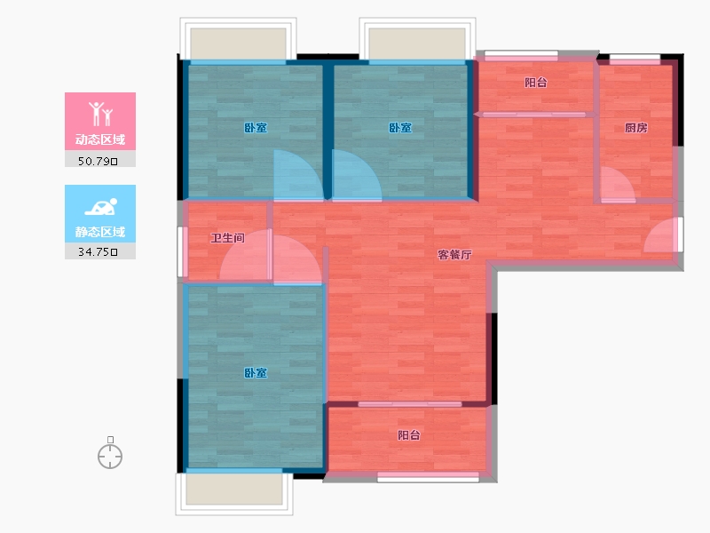 湖北省-武汉市-歌林花园三期林语境-77.31-户型库-动静分区