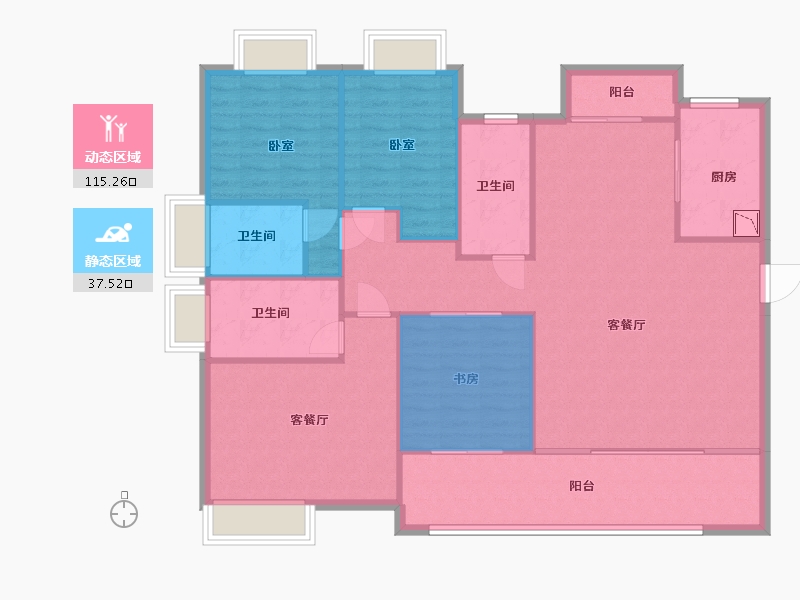 湖南省-常德市-奥园誉景湾-131.08-户型库-动静分区