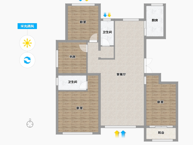 山东省-潍坊市-绿城水郡-136.00-户型库-采光通风