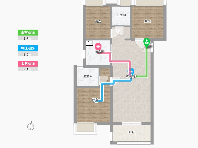 湖北省-武汉市-北辰金地漾时代-65.70-户型库-动静线