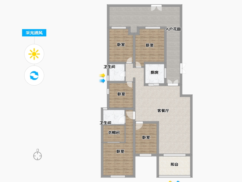 河南省-开封市-香榭华庭-144.00-户型库-采光通风