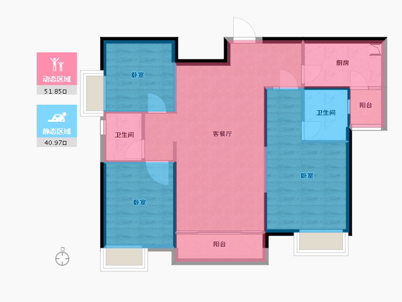 湖南省-常德市-奥园誉景湾-84.47-户型库-动静分区