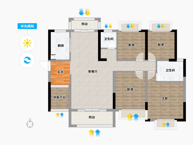 湖南省-长沙市-祥龙御苑-110.41-户型库-采光通风