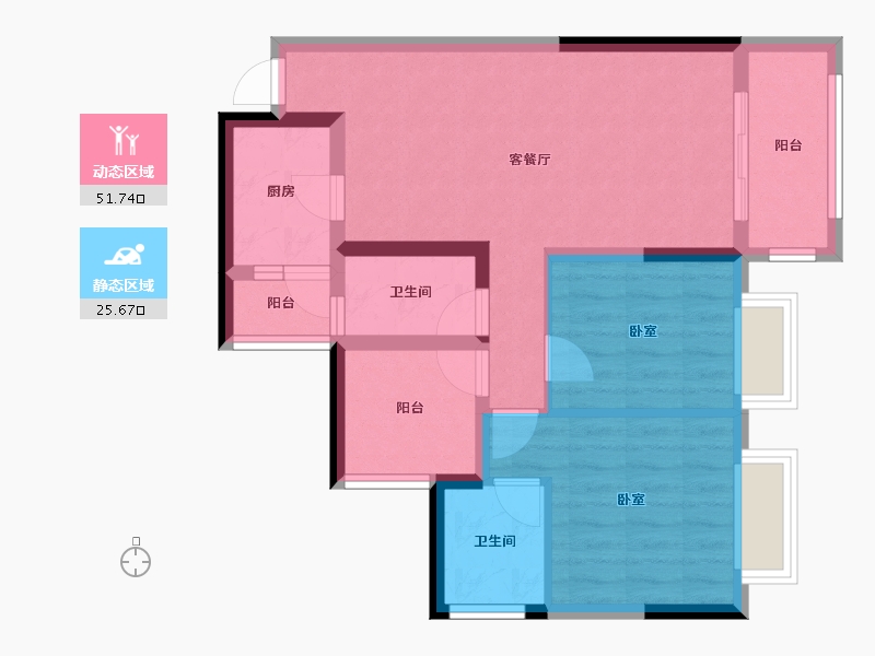 广东省-惠州市-天健阳光花园-67.97-户型库-动静分区