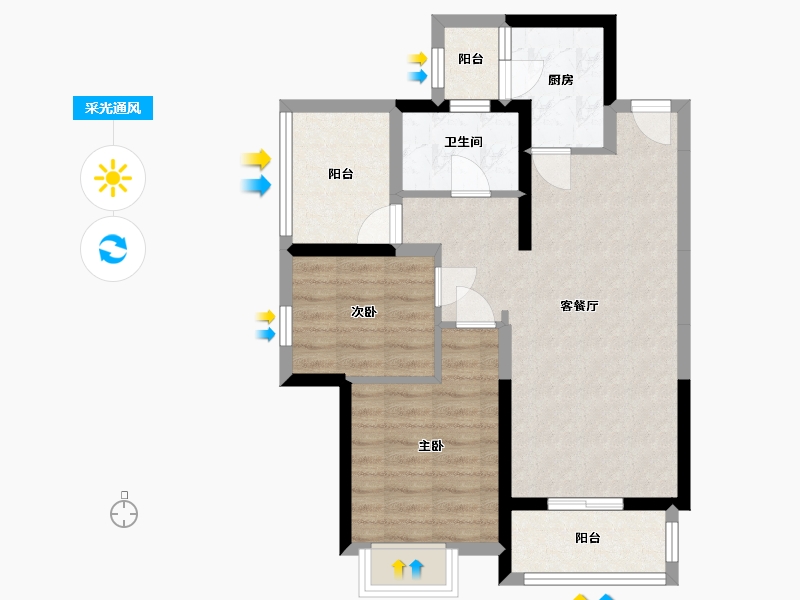 广东省-惠州市-保利阳光城四期-65.61-户型库-采光通风