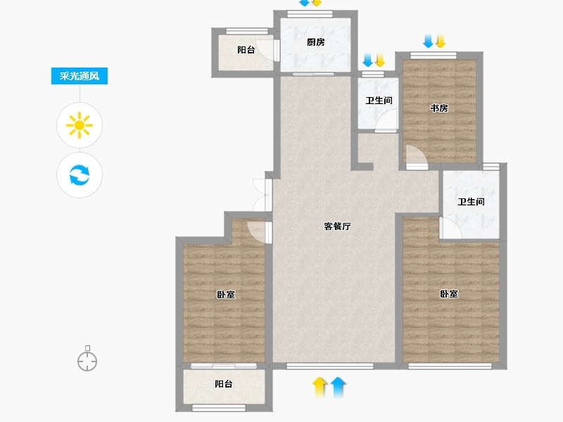 山东省-潍坊市-绿城水郡-103.80-户型库-采光通风