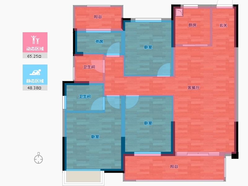 湖南省-长沙市-高力·万汇城-102.00-户型库-动静分区