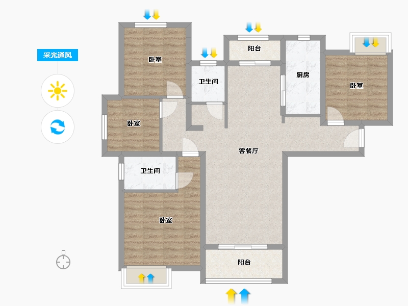 湖北省-武汉市-金地悦海湾-100.81-户型库-采光通风