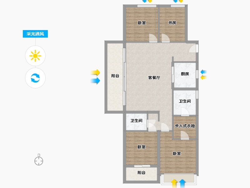 浙江省-杭州市-世茂璀璨澜宸-103.98-户型库-采光通风