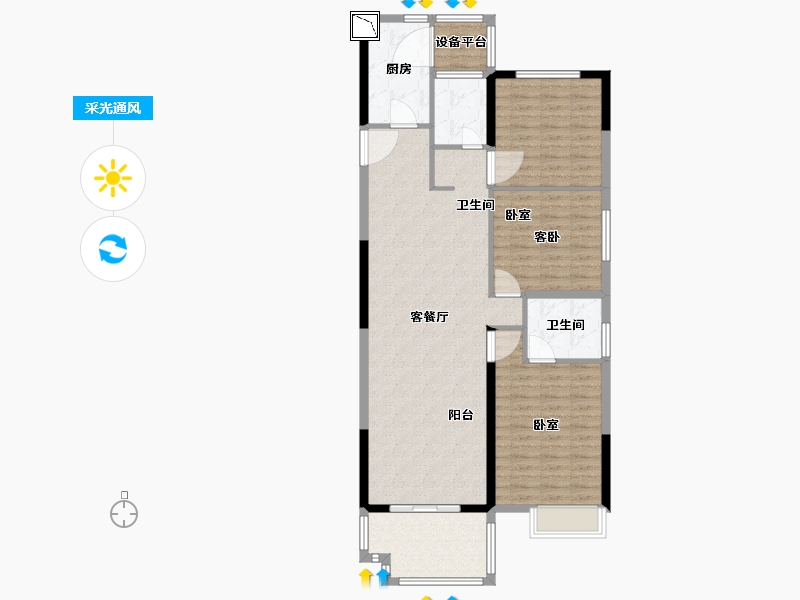 湖北省-黄石市-中乾融 ·龙台-115.00-户型库-采光通风