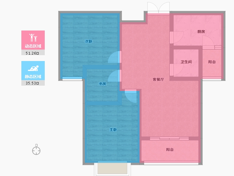 安徽省-蚌埠市-通成紫都顺苑-76.55-户型库-动静分区