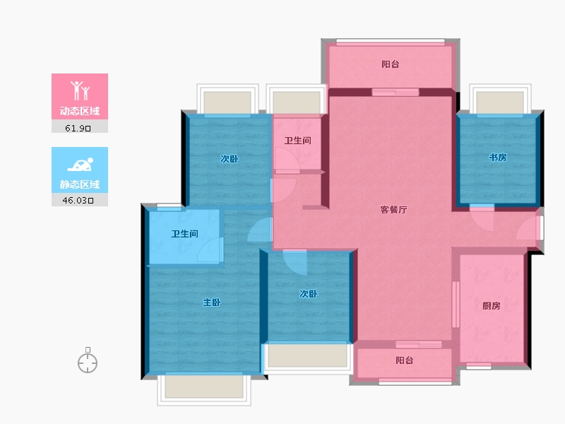 广东省-惠州市-长通熙园-95.66-户型库-动静分区