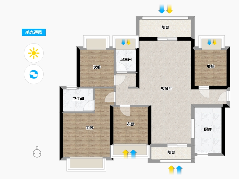 广东省-惠州市-长通熙园-95.66-户型库-采光通风