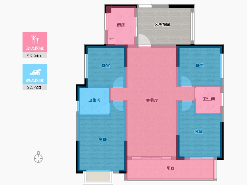 湖南省-长沙市-祥龙御苑-110.02-户型库-动静分区