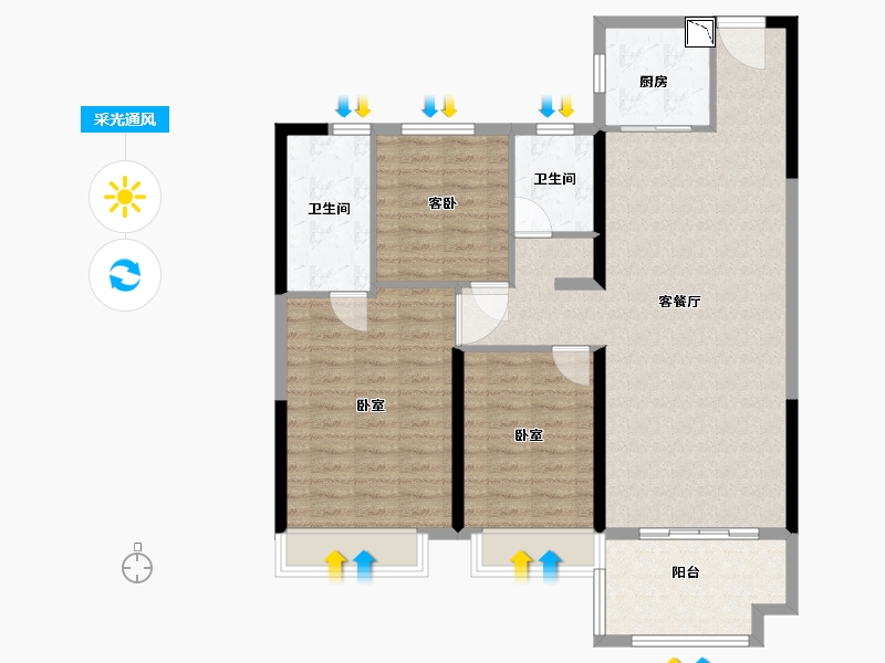 湖北省-黄石市-中乾融 ·龙台-107.00-户型库-采光通风