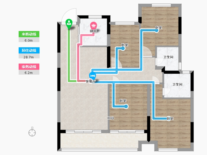 湖北省-武汉市-阳逻万达广场御江-103.18-户型库-动静线