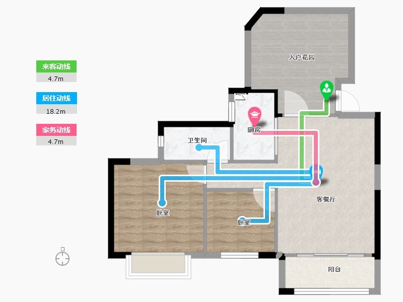 湖南省-邵阳市-江岸景苑-72.66-户型库-动静线