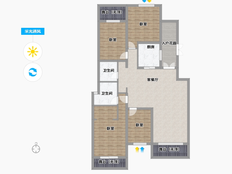 河南省-开封市-香榭华庭-130.00-户型库-采光通风