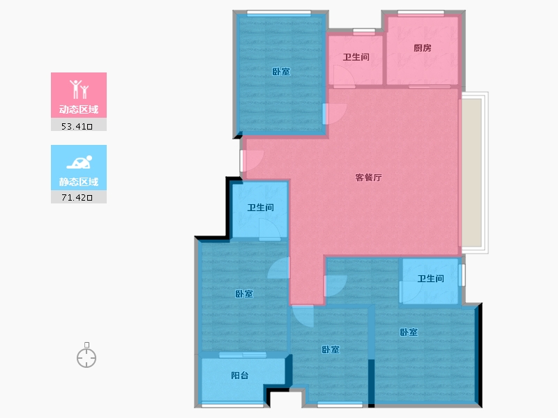 浙江省-杭州市-君望观澜二期-113.30-户型库-动静分区