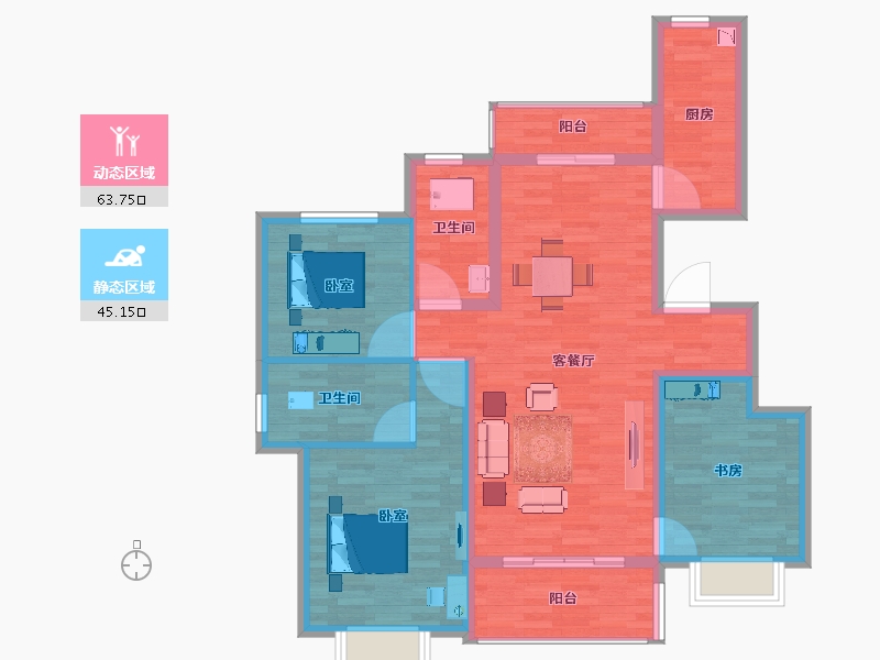 安徽省-安庆市-恒大观澜府-97.54-户型库-动静分区