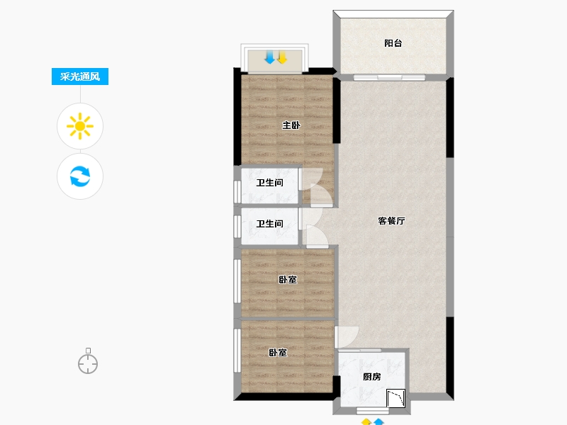 广东省-惠州市-力天金域豪庭-84.61-户型库-采光通风