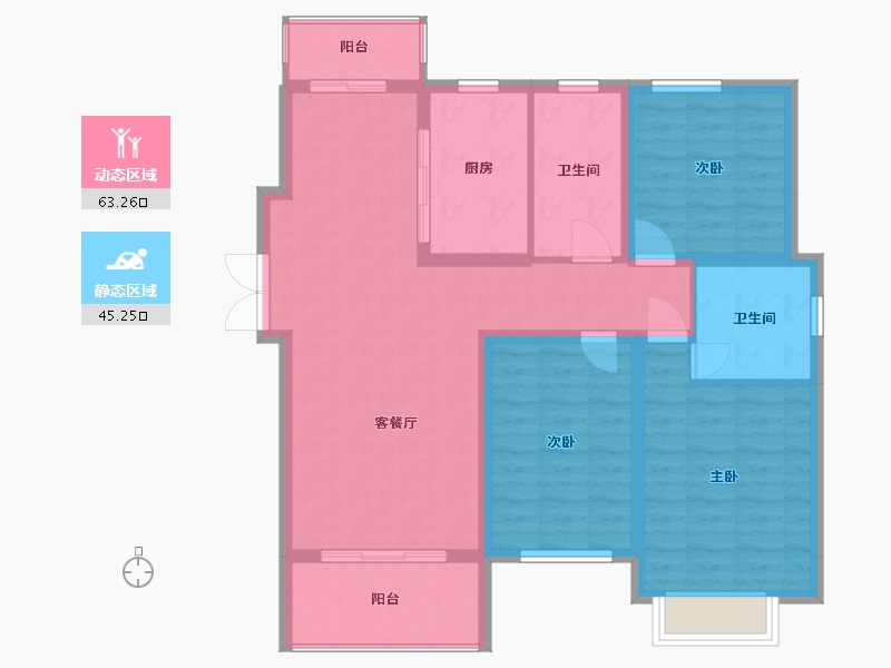 安徽省-蚌埠市-通成紫都顺苑-97.55-户型库-动静分区