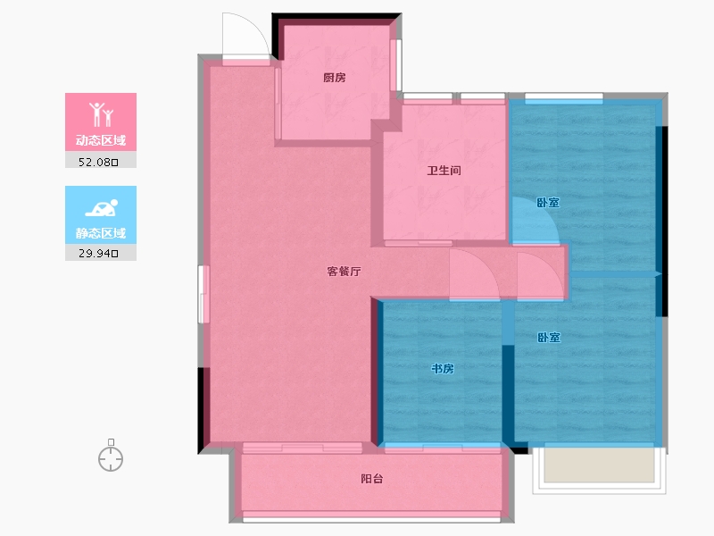 湖北省-武汉市-阳逻万达广场御江-74.20-户型库-动静分区