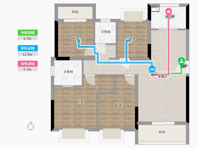 湖北省-武汉市-东原乐见城-90.36-户型库-动静线