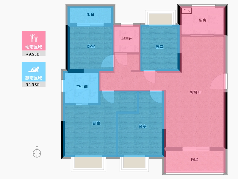 湖北省-武汉市-东原乐见城-90.36-户型库-动静分区