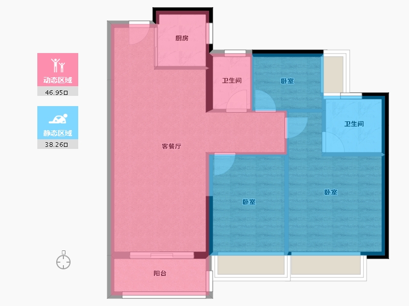 广东省-江门市-美的·樾山府-76.56-户型库-动静分区