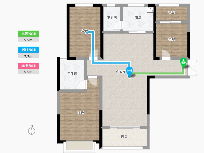 湖南省-湘潭市-东之阳·芙蓉国际-105.26-户型库-动静线