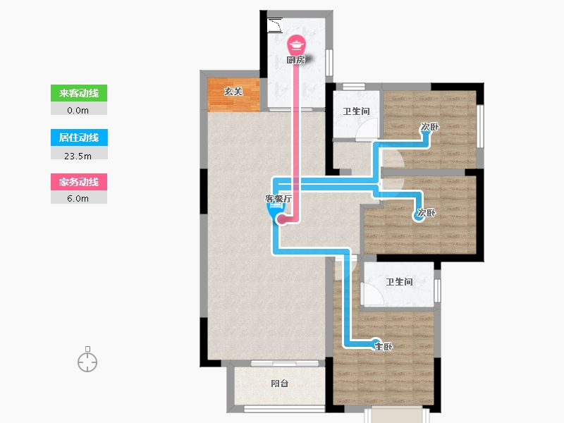 湖南省-长沙市-福晟钱隆公馆-95.85-户型库-动静线