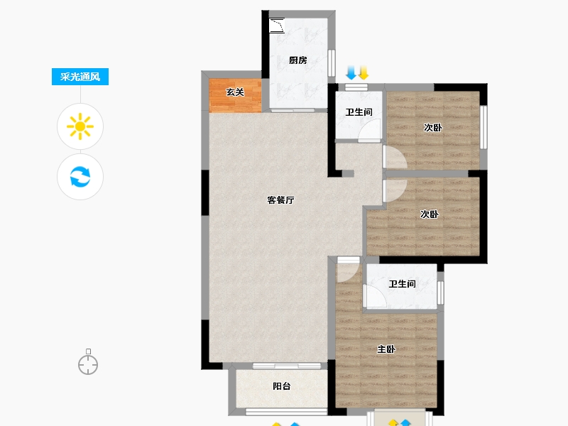 湖南省-长沙市-福晟钱隆公馆-95.85-户型库-采光通风